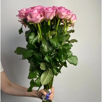 25 розовых роз Россия (70 см)