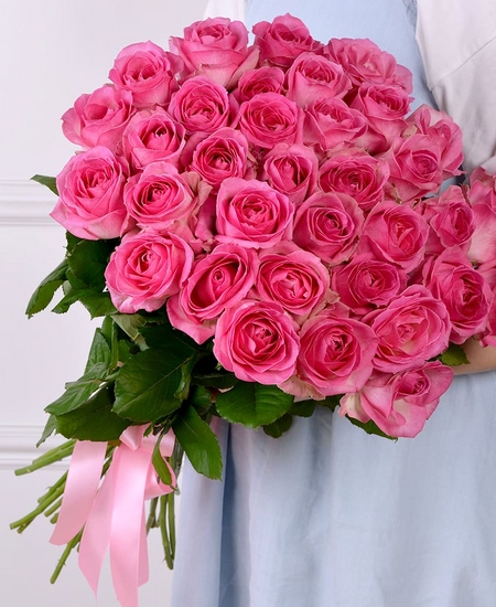 35 розовых роз 80 см