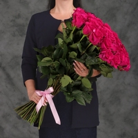 Букет из 45 розовых роз 70 см