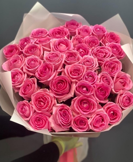 45 розовых роз Эквадор 40 см