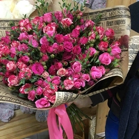 Букет из 25 кустовых роз с эвкалиптом