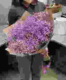 Букет из 9 фиолетовых гипсофил