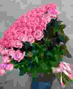101 розовая роза 80 см