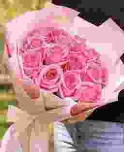 Букет 15 розовых роз 80 см