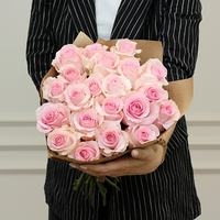 21 нежно розовая роза (40 см)