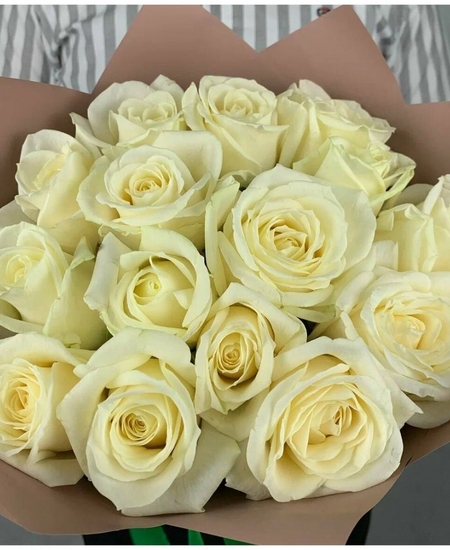 15 белых роз Россия (70 см)