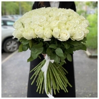 Букет из 101 белой розы 70 см