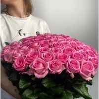 55 розовых роз Россия (70 см)