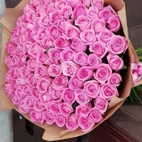 101 розовая роза Россия (70 см)