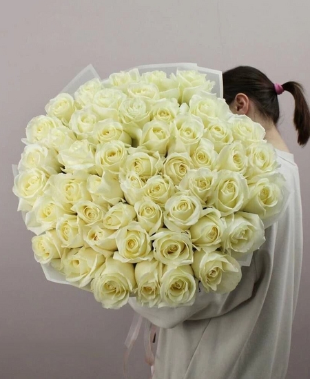 51 белая роза 80 см