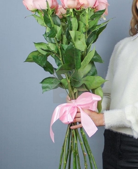 Букет 11 розовых роз 80 см