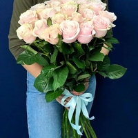 Букет 25 розовых роз 80 см