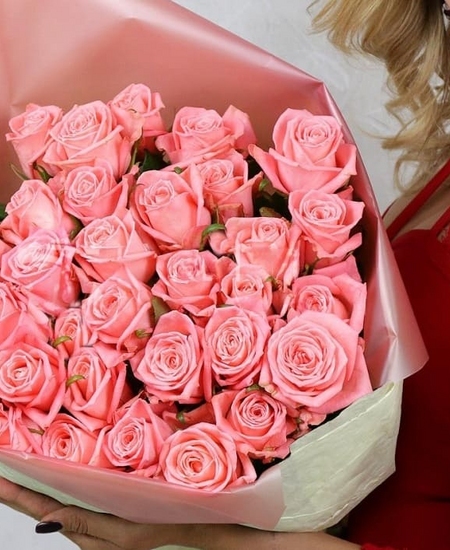 31 розовая роза 80 см