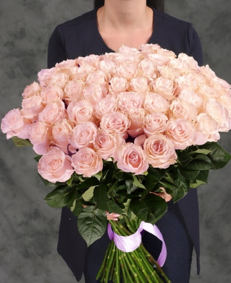 Букет 55 розовых роз 80 см