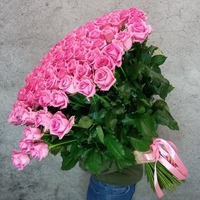 101 розовая роза 80 см