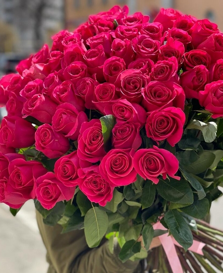 Букет из 51 розовой розы 70 см