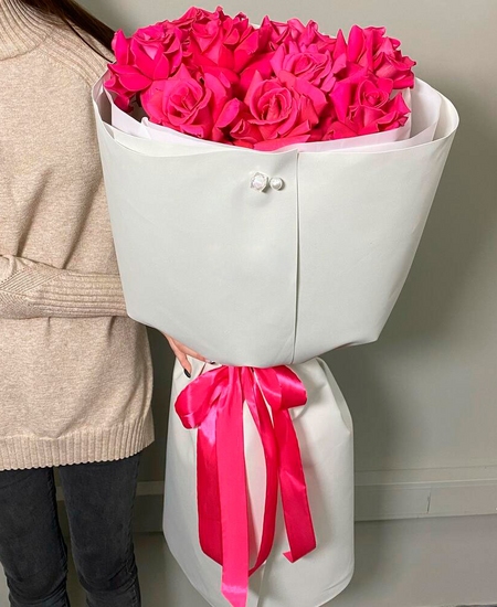 Букет из 9 розовых роз 90 см