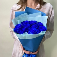 Букет из 9 синих роз 60 см