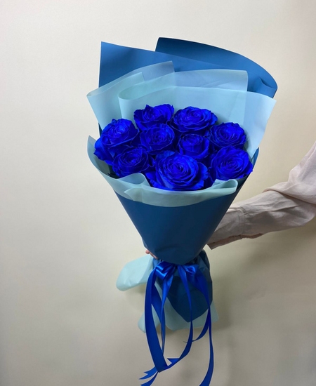 Букет 9 синих роз