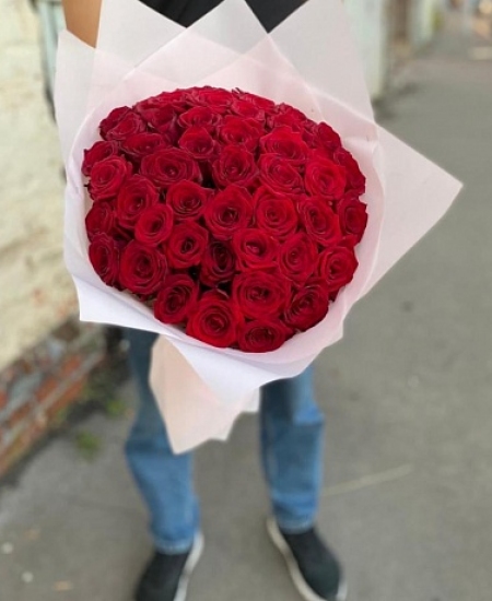 45 красных роз Эквадор 40 см