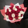 45 красно-белых роз Эквадор 40 см