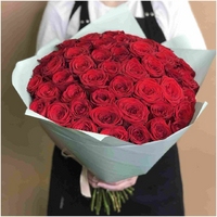 55 красных роз эквадор 40 см