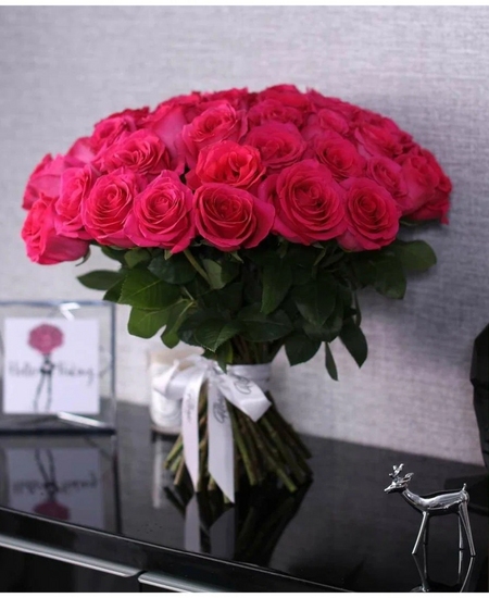 55 розовых роз Эквадор 40 см