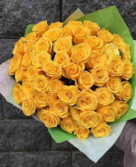 55 желтых роз Эквадор 40 см