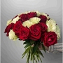 55 красно-белых роз Эквадор 40 см