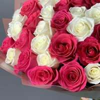 55 бело-розовых роз Эквадор 40 см