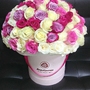 Букет «Amore» в шляпной коробке из 101 розы
