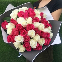 51 розово-белая роза (40 см)