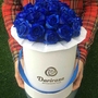 Букет «Amore» в шляпной коробке из 25 синих роз