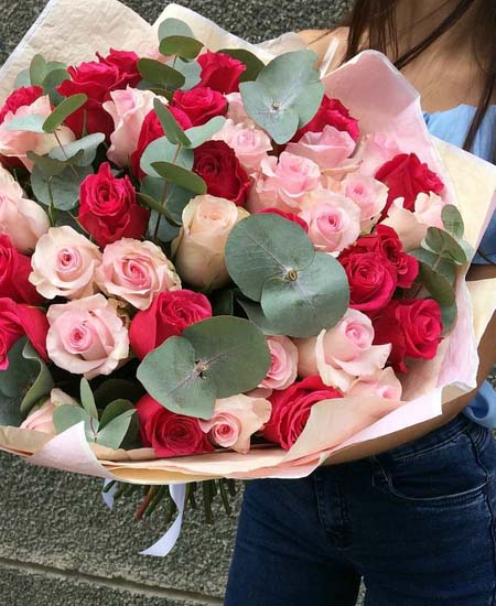 51 розовая роза (40 см)