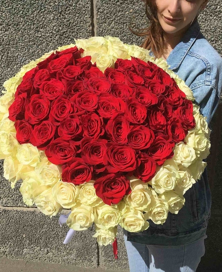 «Сердце» 101 роза (50 см)