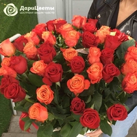 Корзина из 51 розы (40 см)