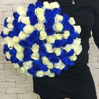 101 сине-белая роза (60 см)