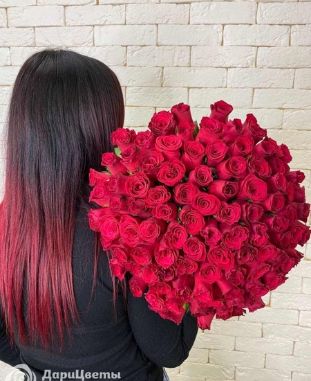 101 красная роза Кения (40 см)